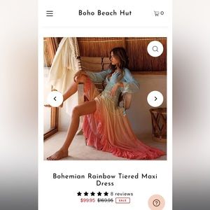 Bohemian Rainbow Tiered Maxi Dress - S